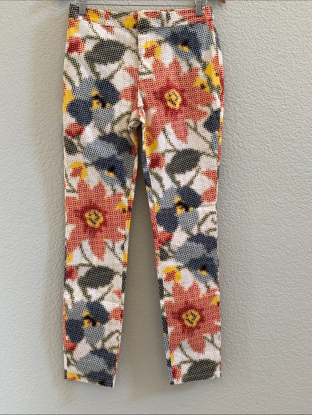 Kate Spade Saturday Floral Pixel Print Slim Stretch Twill Chinos Size 4